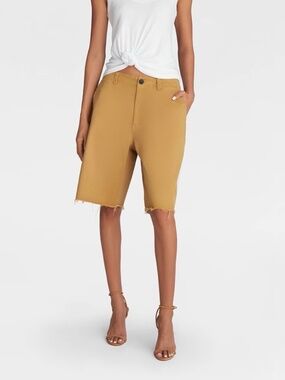 KBB by KAHLANA Women's Mid-Rise 'The Twill Bermuda Shorts' - Light Brown